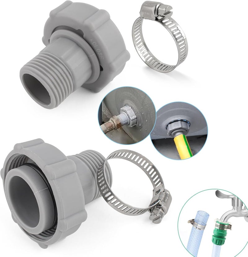 FKBAightccy 2 PCS Swimming Pool Drain Fitting Connects Replacement for Coleman Pool Drain Plug Connector Hose Adapter Connect to Connect to The Bottom of The Pool with 2 PCS Hose Clamps - Image 1